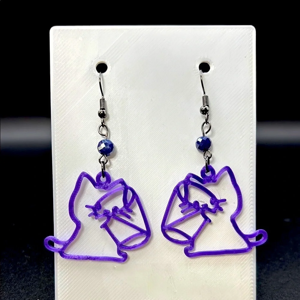 Purple Cat Earrings
